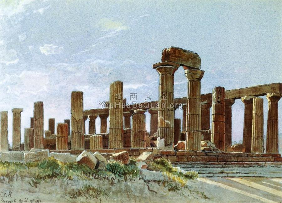 Agrigento aka Temple of Juno Lacinia - 威廉·斯坦利·哈兹尔廷